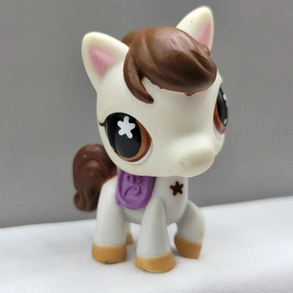 Littlest Pet Shop LPS #578 White Horse Pony Hasbro Figure Toy Purple Saddle